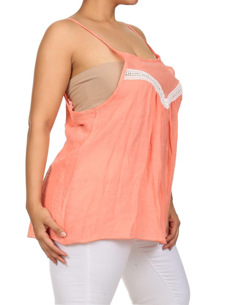 Plus Size Lovely Peasant Coral Flowy Top