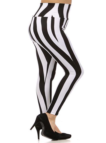 Plus Size High Waist Mod Stripe Leggings