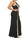 Plus Size Glam Beauty Gold Trim Maxi Dress