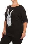 Plus Size For Peace Dolman Sleeves Graphic Top