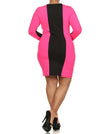 Plus Size City Girl Colorblock Zippered Pink Dress