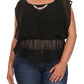 Plus Size Glam Drop Waist Sheer Black Blouse