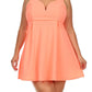 Plus Size Sweetheart Neon Peach Skater Dress