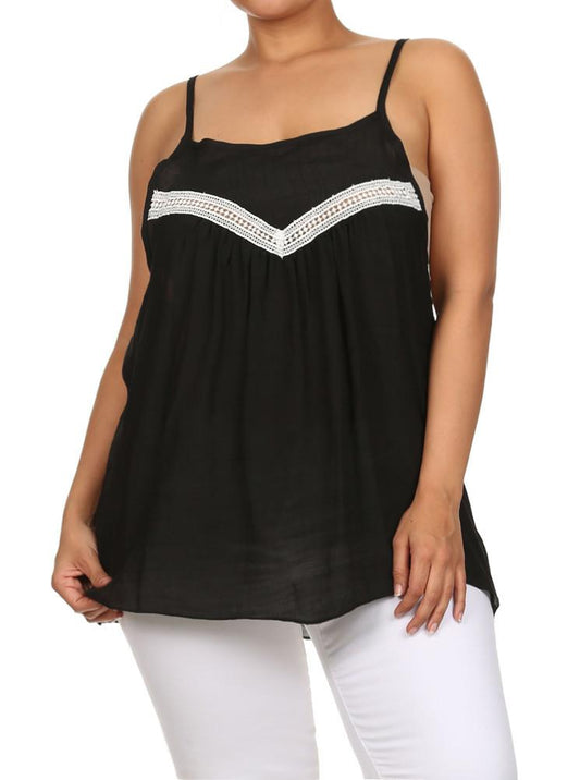 Plus Size Lovely Peasant Black Flowy Top
