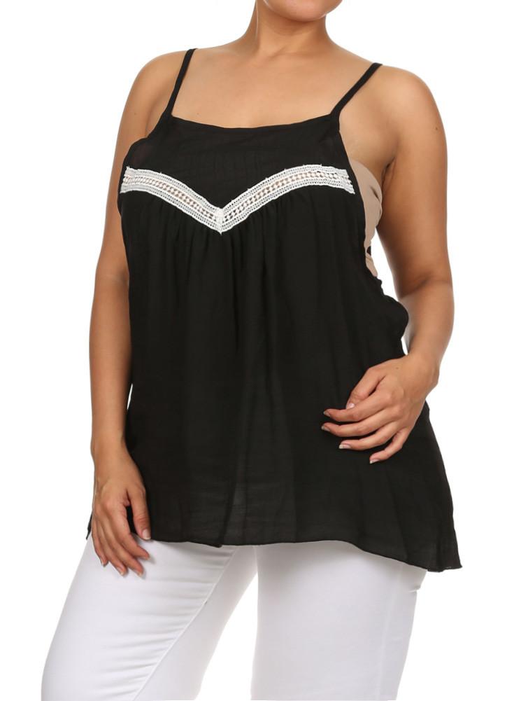 Plus Size Lovely Peasant Black Flowy Top