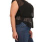 Plus Size Glam Drop Waist Sheer Black Blouse