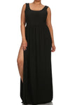 Plus Size Pier Days High Slit Black Maxi Dress