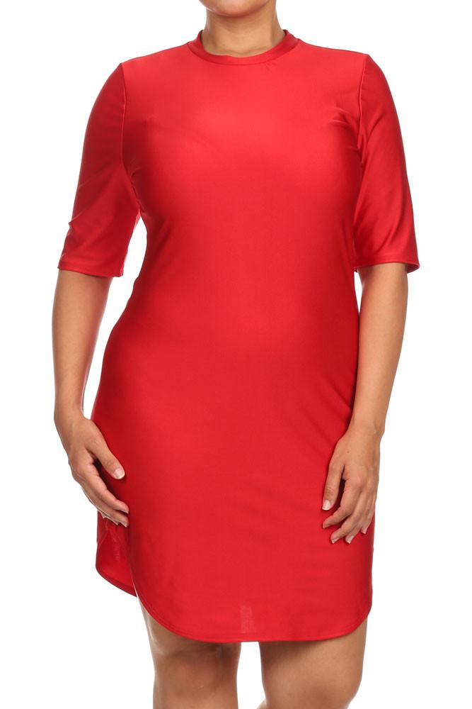 Plus Size Silky Fabulous Red Tunic Dress