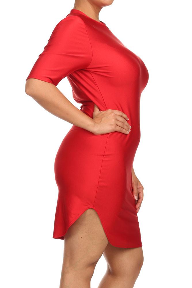 Plus Size Silky Fabulous Red Tunic Dress