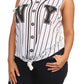 Plus Size New York Front Knot Striped Top