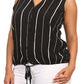 Plus Size Sleeveless Stripe Button Up Black Blouse