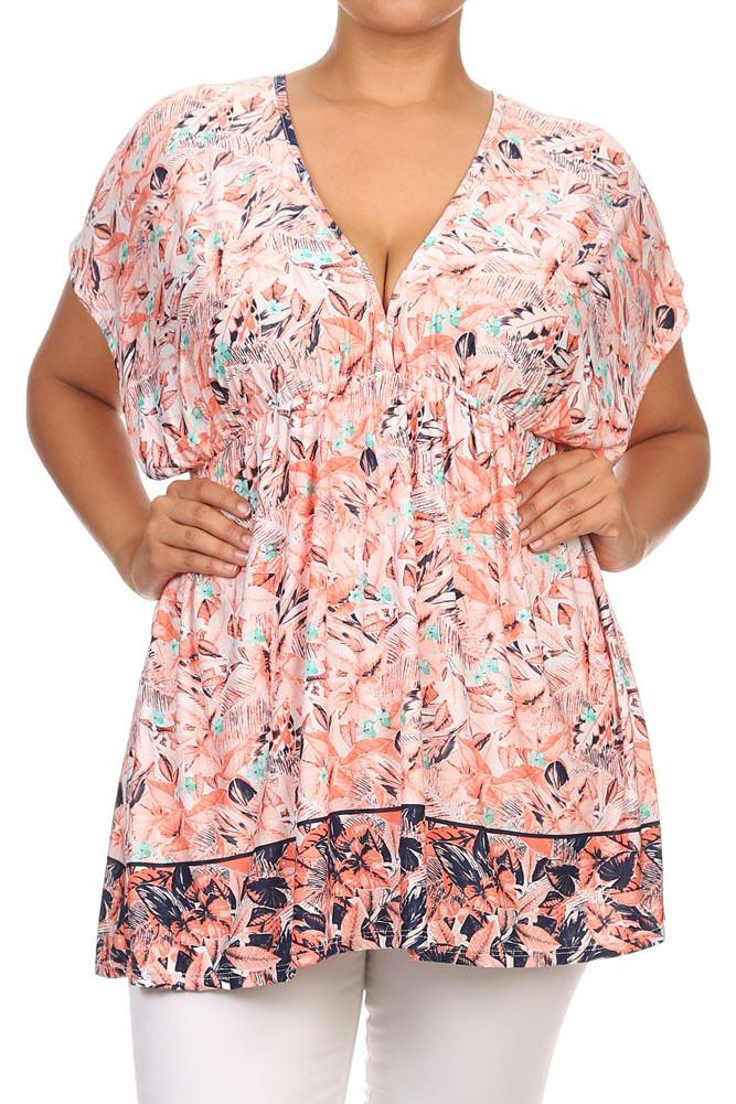 Plus Size Summer Breeze Flower Pink Top [SALE]