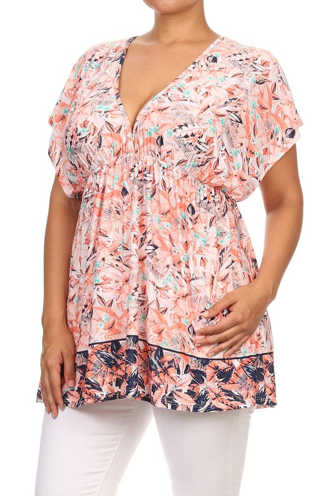 Plus Size Summer Breeze Flower Pink Top [SALE]