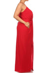 Plus Size Memorable Drapey Knot Front Red Maxi Dress