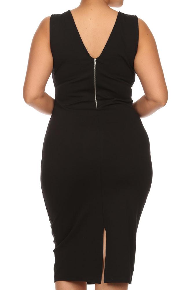Plus Size Glamorous Midi Black Dress