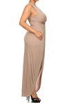 Plus Size Luring Knot Front Tan Maxi Dress