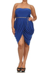 Plus Size Glamour Gilded Belt Bubble Blue Dress