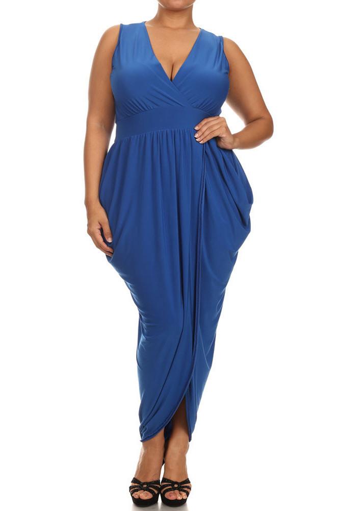 Plus Size Radiance Tulip Hem Blue Maxi Dress