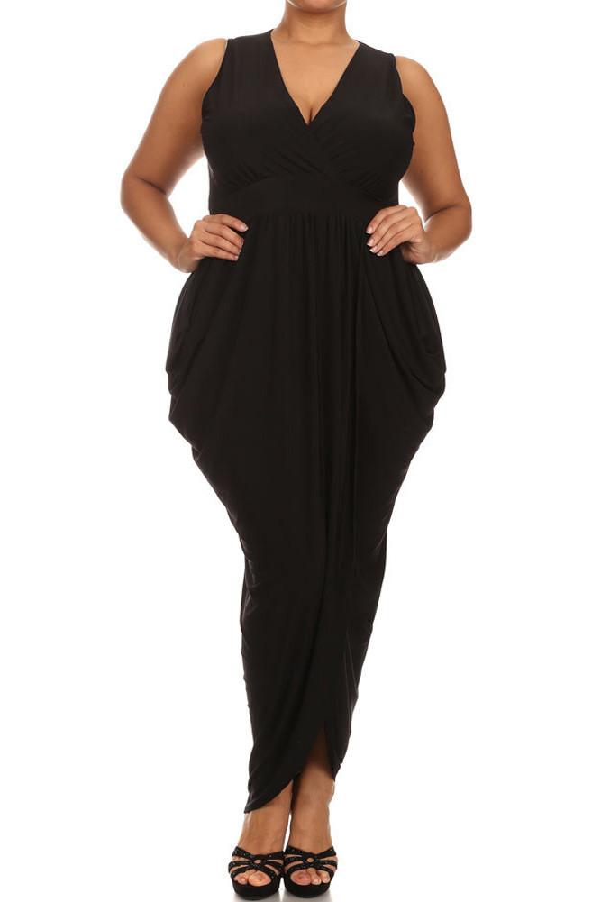 Plus Size Radiance Tulip Hem Black Maxi Dress