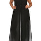 Plus Size Mod Button Up Sheer Black Maxi Dress