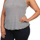 Plus Size Blossoming Striped Mock Turtle Neck top
