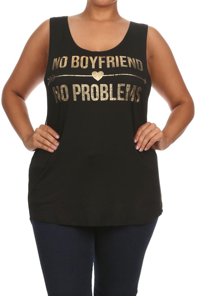 Plus Size No Boyfriend No Problems Black Top