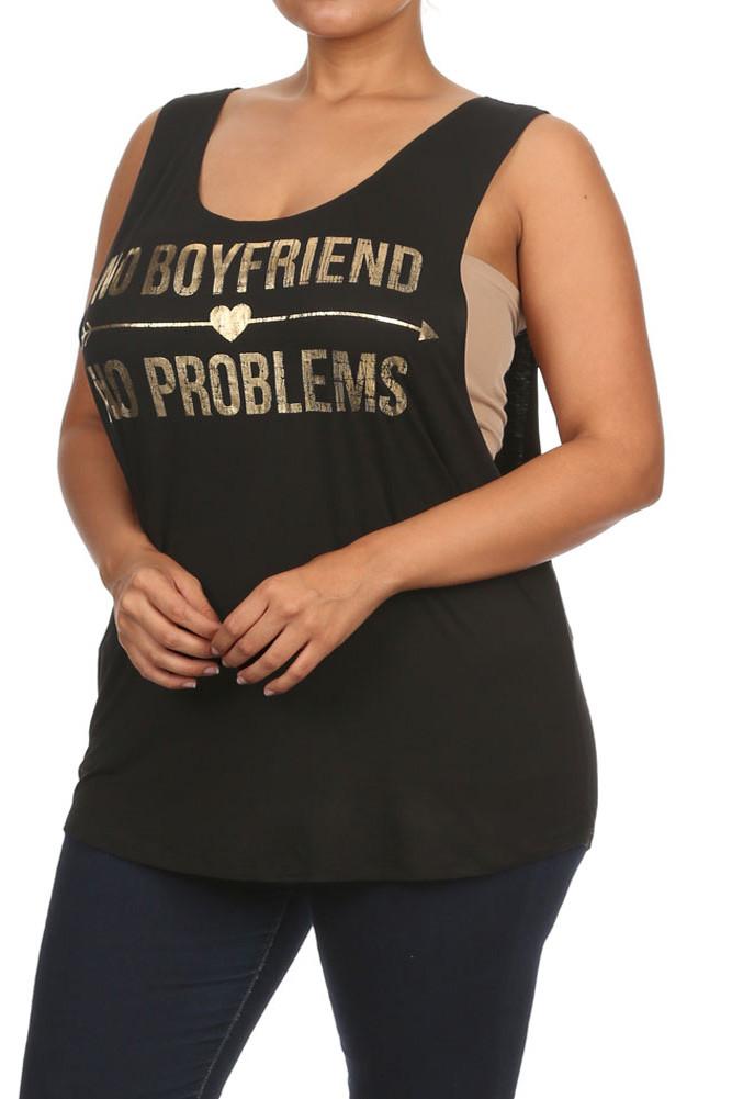 Plus Size No Boyfriend No Problems Black Top