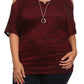 Plus Size Pretty Cut Out Shoulders Ruched Red Top