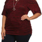 Plus Size Pretty Cut Out Shoulders Ruched Red Top