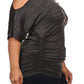 Plus Size Pretty Cut Out Shoulders Ruched Grey Top