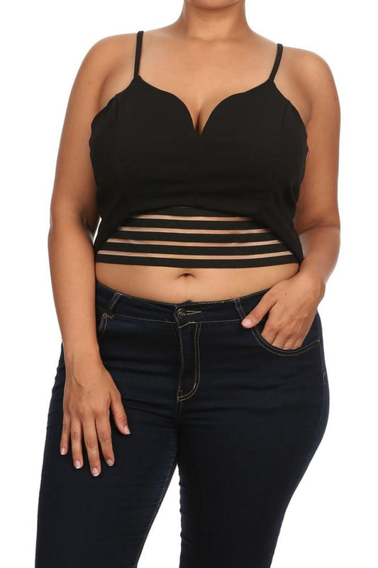 Plus Size Sweetheart Midriff Cut Out Crop Top