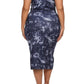 Plus Size Sky Clouds Ruched Zippered Midi Dress