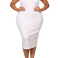 Plus Size Mod Maze Print High-Neck Midi White Dress