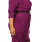 Plus Size Alluring Surplice Belted Ruched Purple Dress