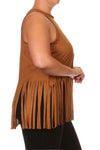 Plus Size Fringe Obsession Suede Brown Tank