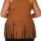 Plus Size Fringe Obsession Suede Brown Tank