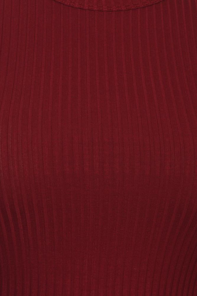 Plus Size Polished Dip Hem Burgundy Dress