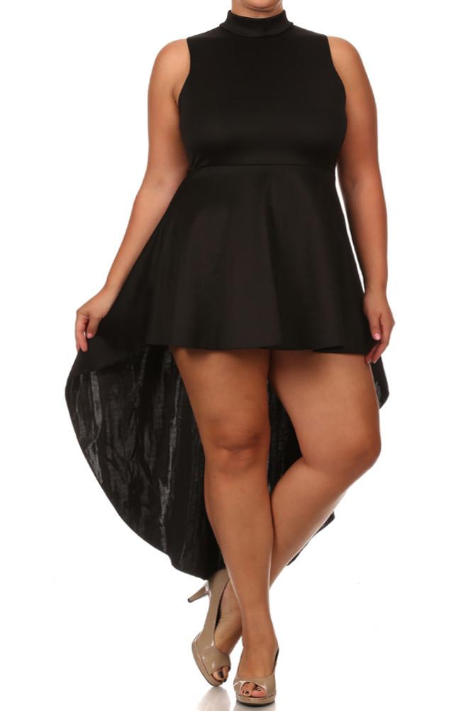 Plus Size Polished Dip Hem Dress