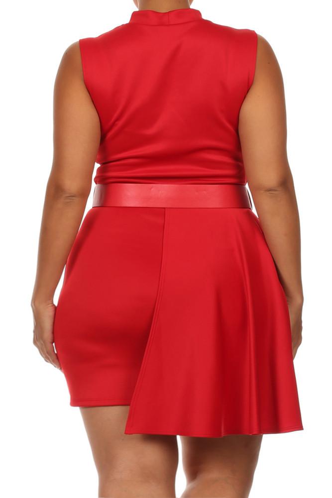Plus Size Forever Young Cut Out Neckline Red Dress