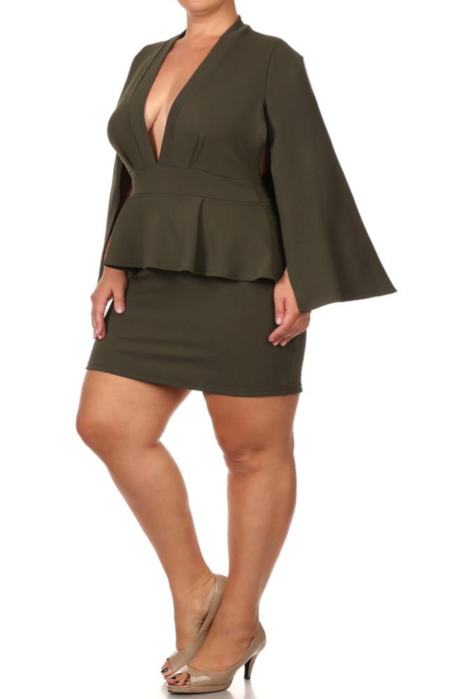 Plus Size Kim K Cape Peplum Dress