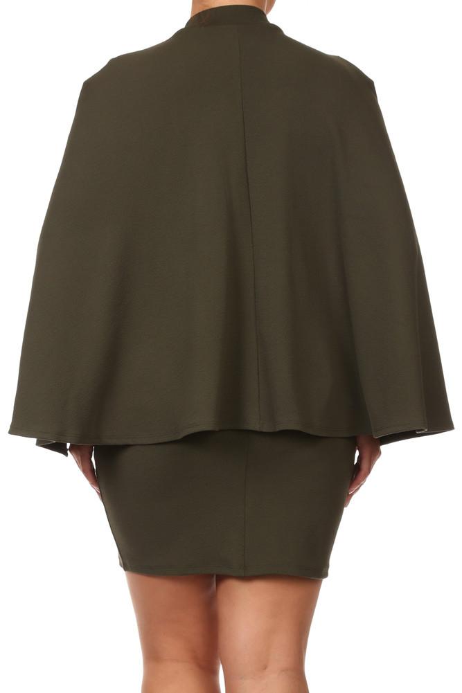 Plus Size Kim K Cape Peplum Dress