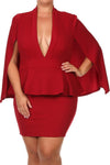 Plus Size Kim K Cape Peplum Dress