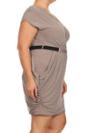 Plus Size Captivating Ruched Belted Dress