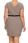 Plus Size Captivating Ruched Belted Dress