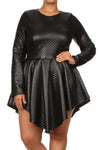 Plus Size Diamond Gal Faux Leather Skater Dress