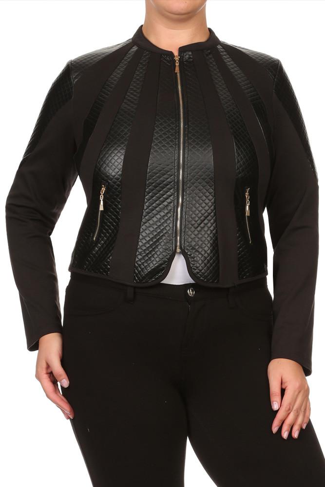 Plus Size Leather Persuasion Zipper Jacket