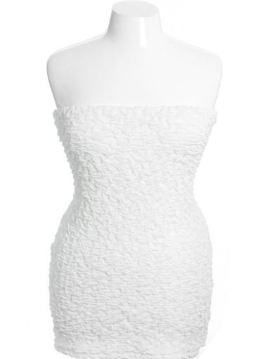 Plus Size Sexy Sparkle Scrunched White Tube Dress