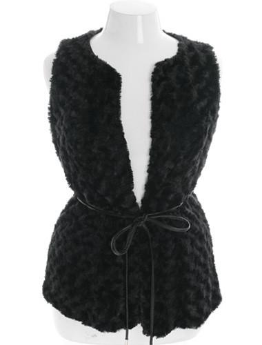 Plus Size Glamour Girl Fur Sleeveless Cardigan