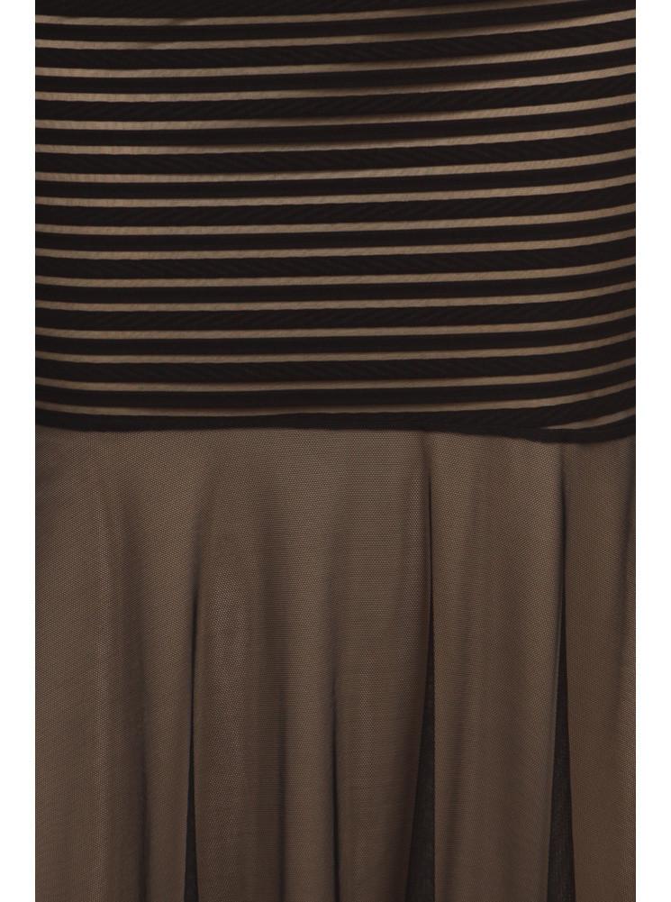 Plus Size Mesh Striped Fishtail Maxi Dress