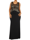 Plus Size Glamorous Floral Foil Maxi Black Mesh Dress